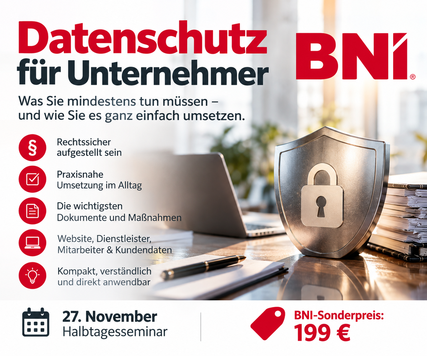 Datenschutz Seminar für Unternehmer am 27. November 2026